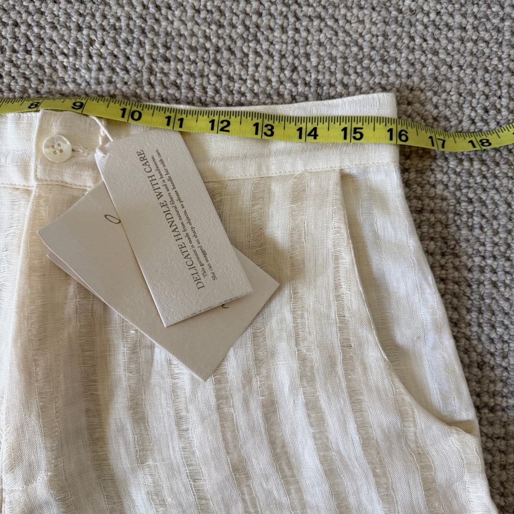 Savannah Morrow Dylan Shorts Cream Handloom 100% Linen High Waisted NWT Large - Picture 5 of 14